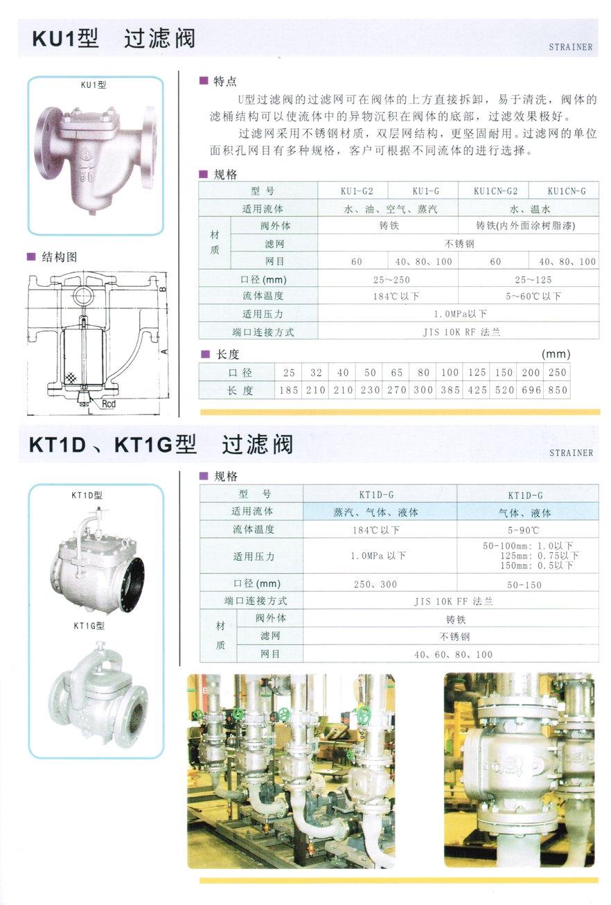 KT1D型蒸汽、氣體、液體過(guò)濾器